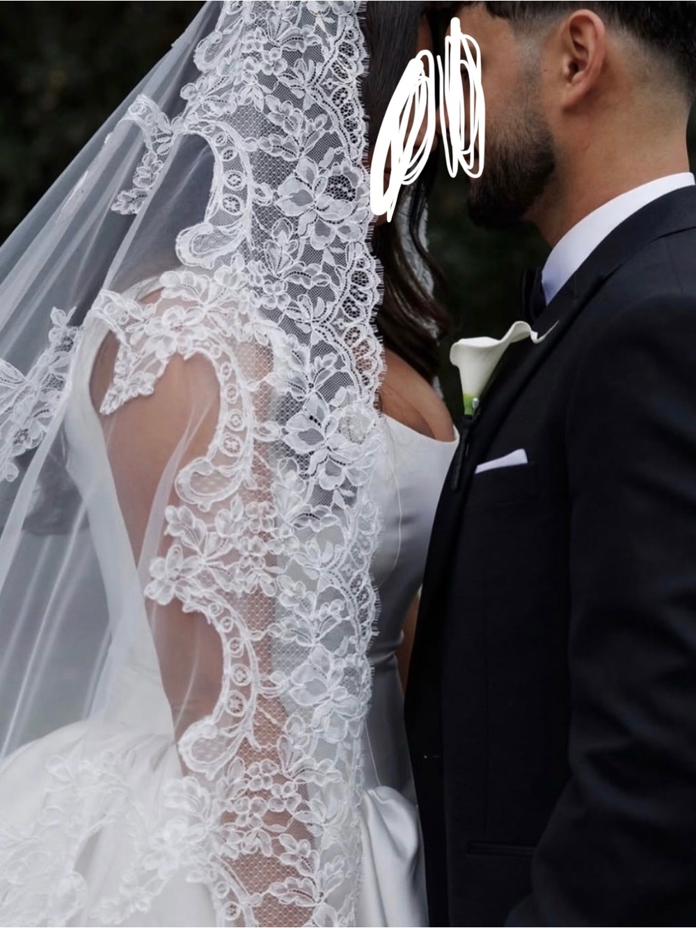 Dramatic Lace-Edged Bridal Cathedral-length Veil